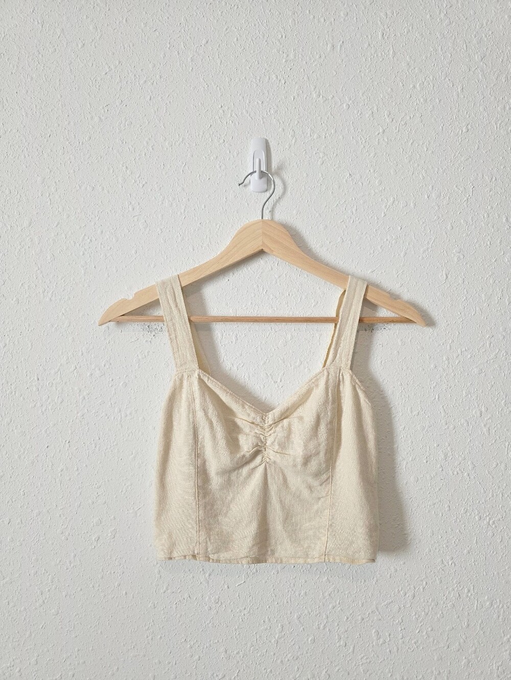 Abercrombie Cream Crop Linen Blend Tank XS